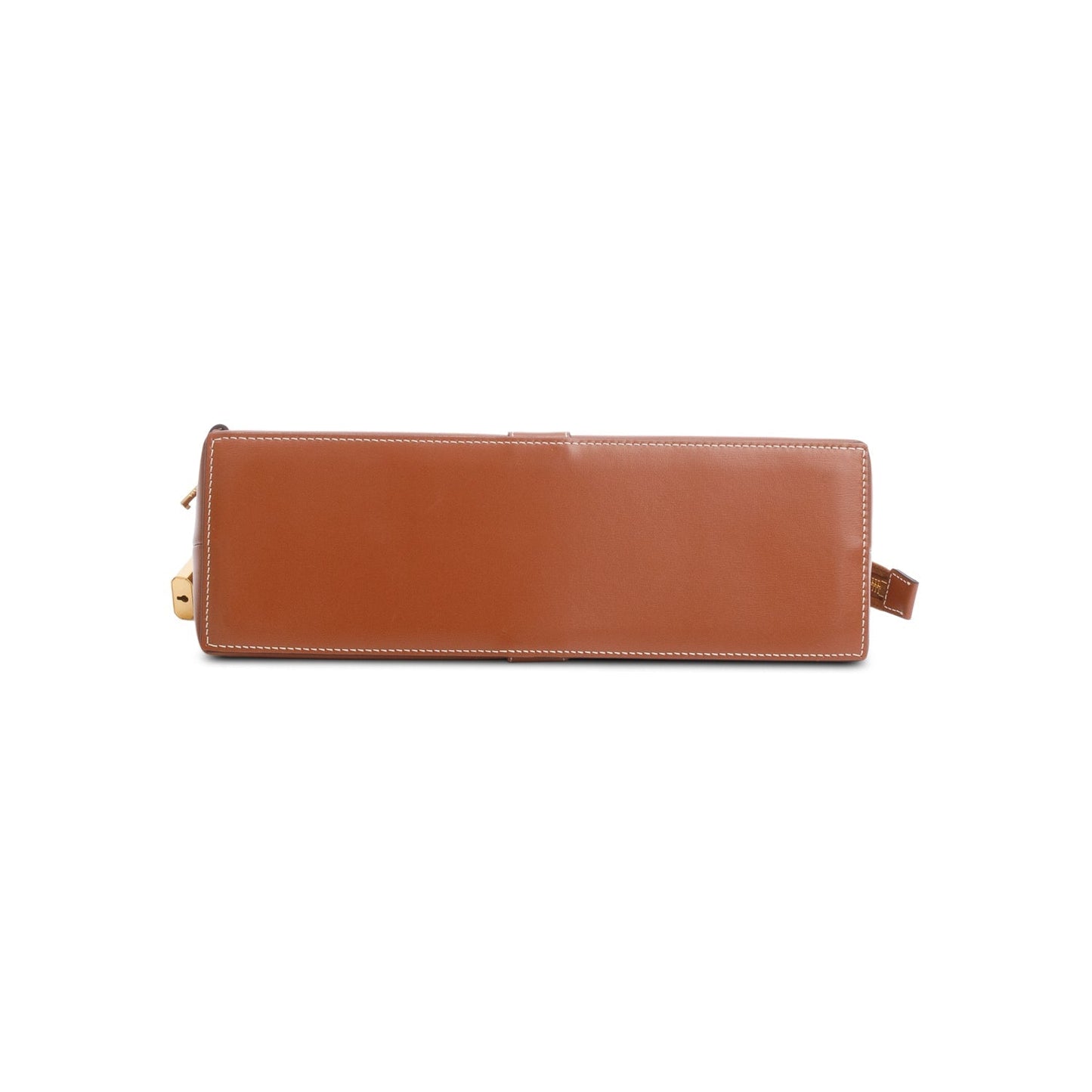 Celine 2024 Tan Shiny Calfskin Leather Lock Toiletry Pouch