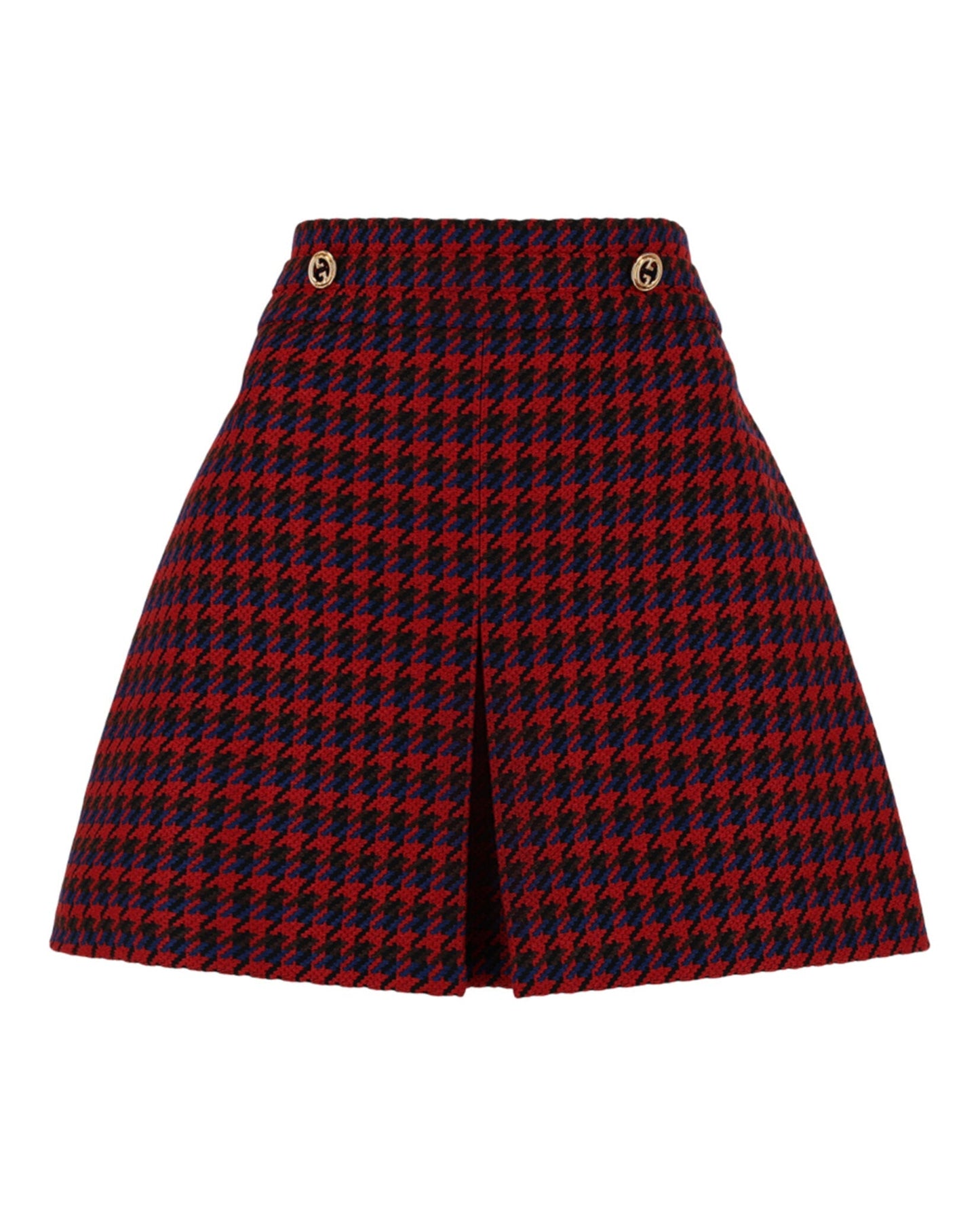 Gucci Womens Houndstooth Pleated Mini Skirt