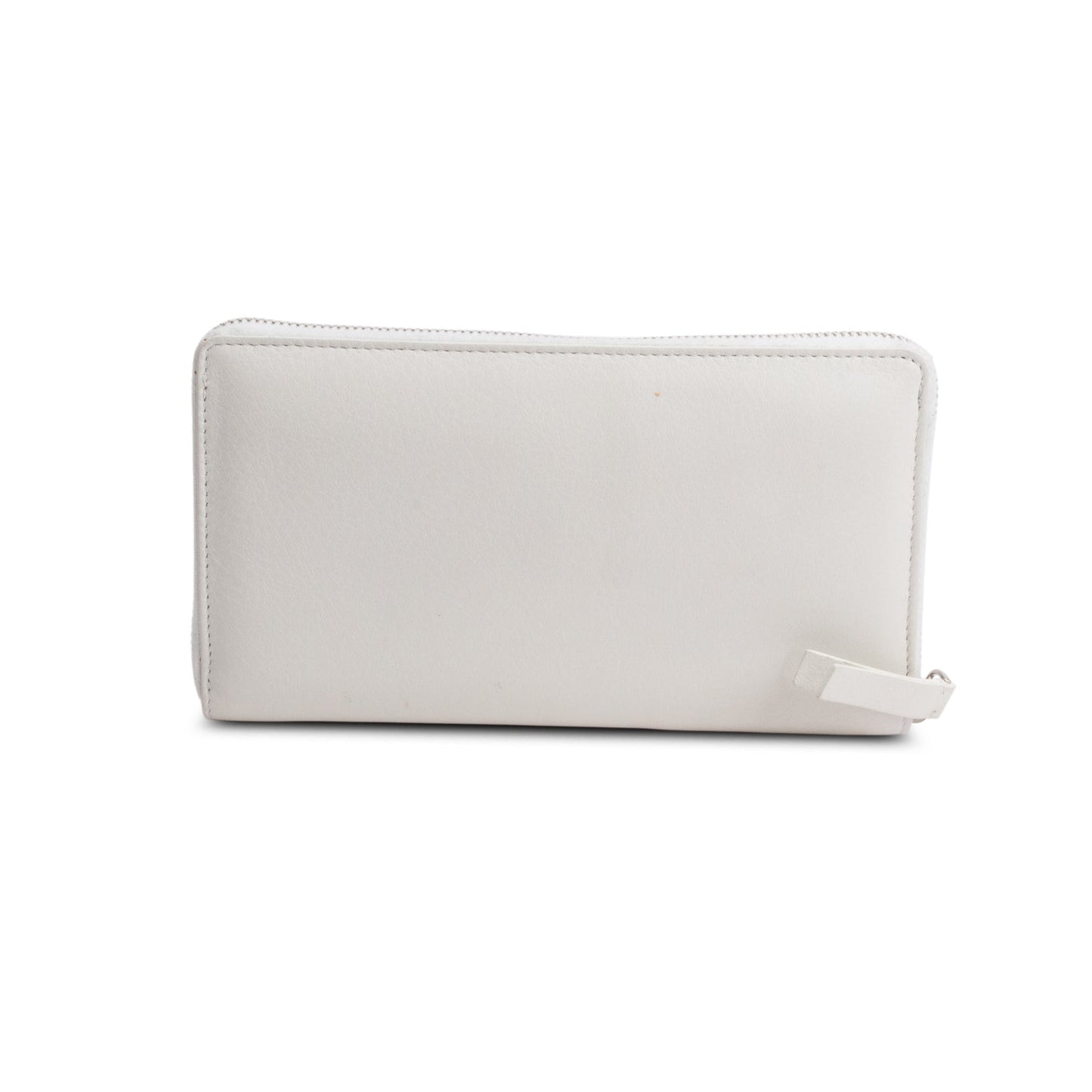 Balenciaga White Calfskin Leather Cash Continental Zip Wallet