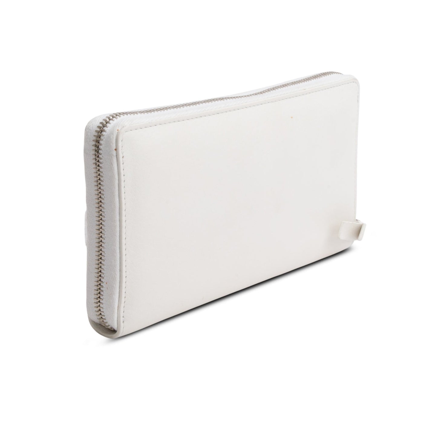 Balenciaga White Calfskin Leather Cash Continental Zip Wallet
