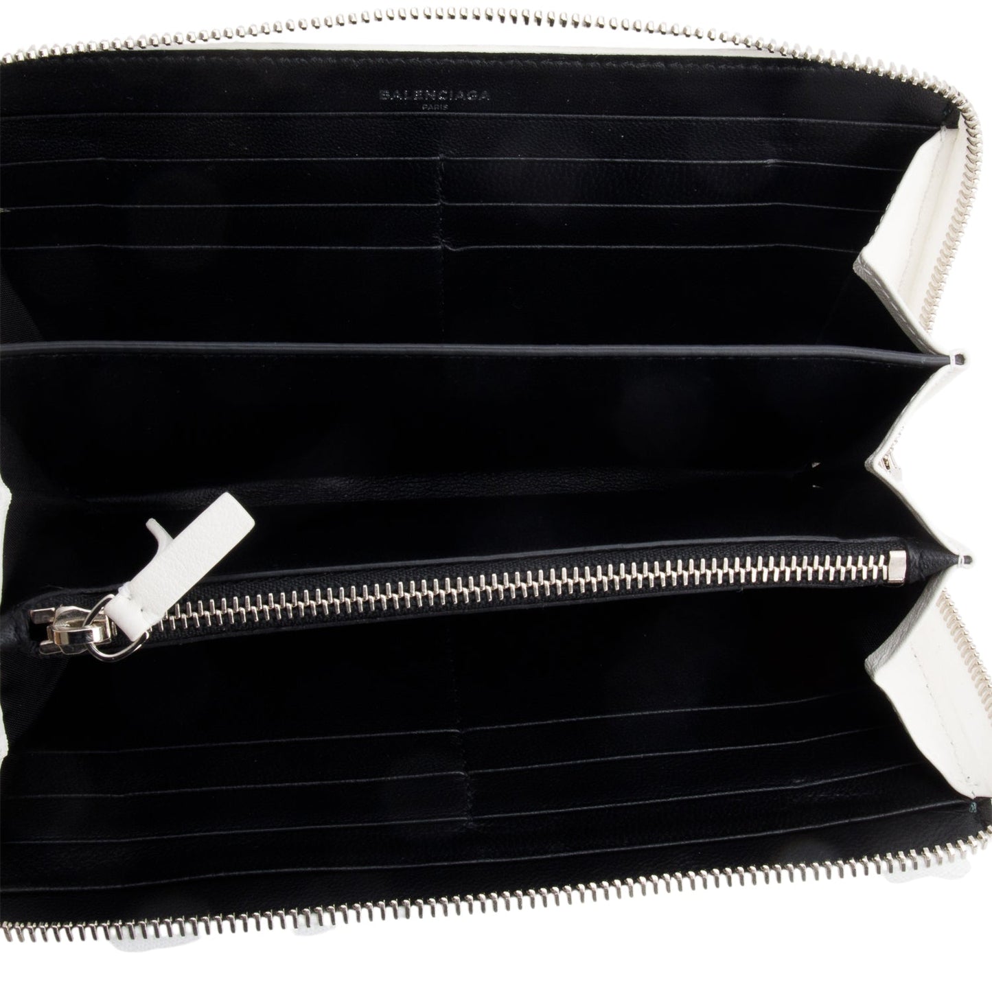 Balenciaga White Calfskin Leather Cash Continental Zip Wallet