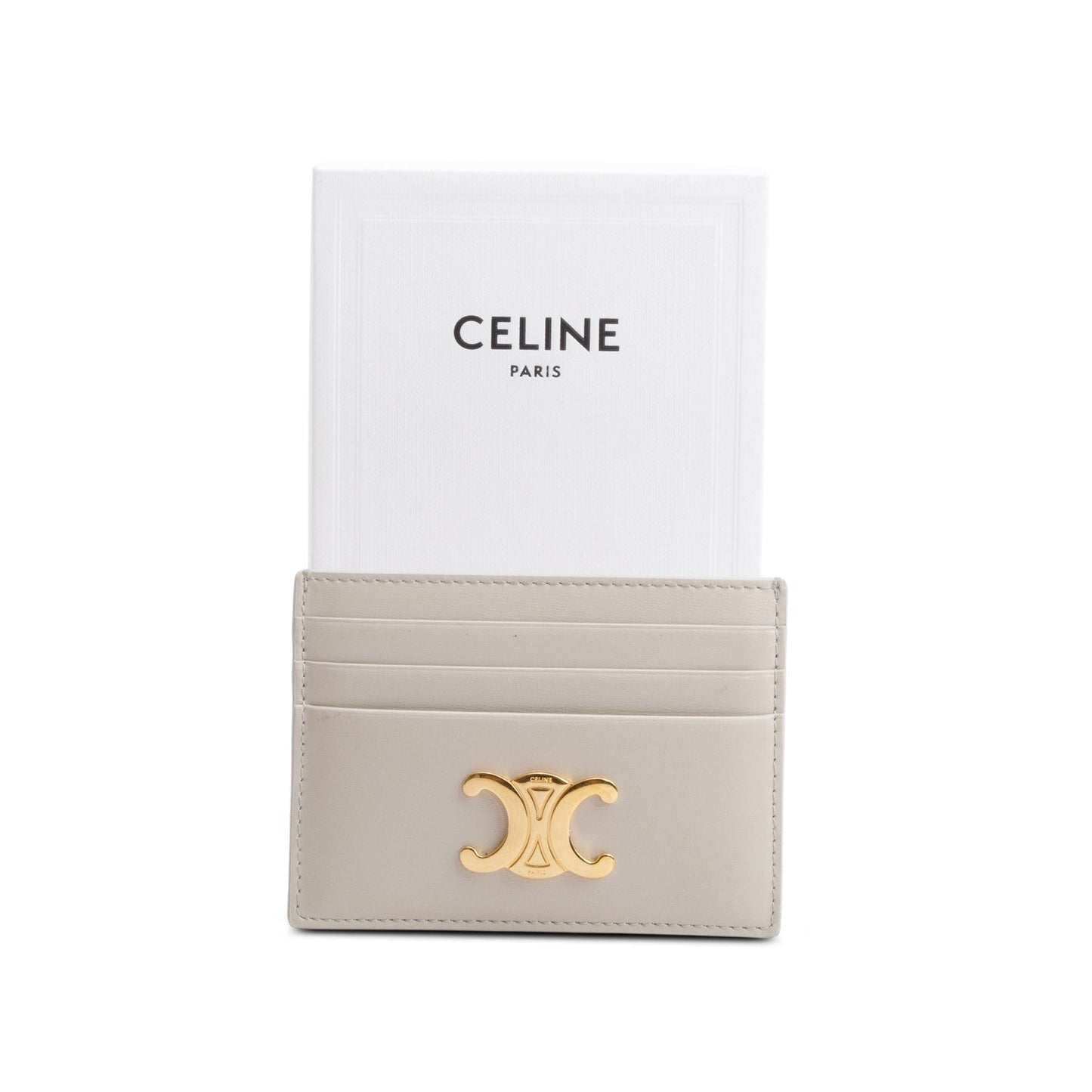 Celine 2023 Neutral Leather Triomphe  Logo Card Holder
