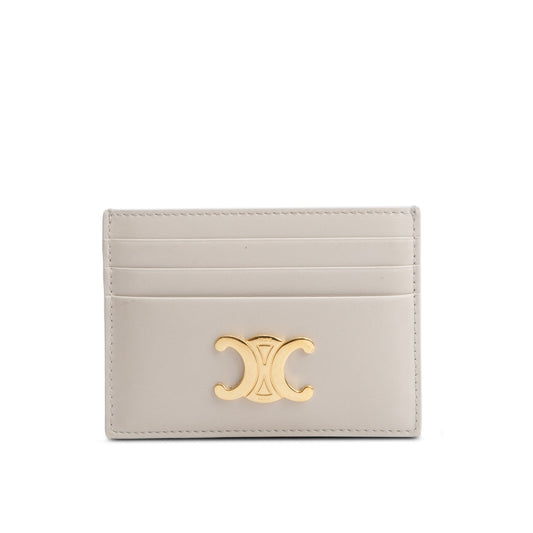 Celine 2023 Neutral Leather Triomphe  Logo Card Holder