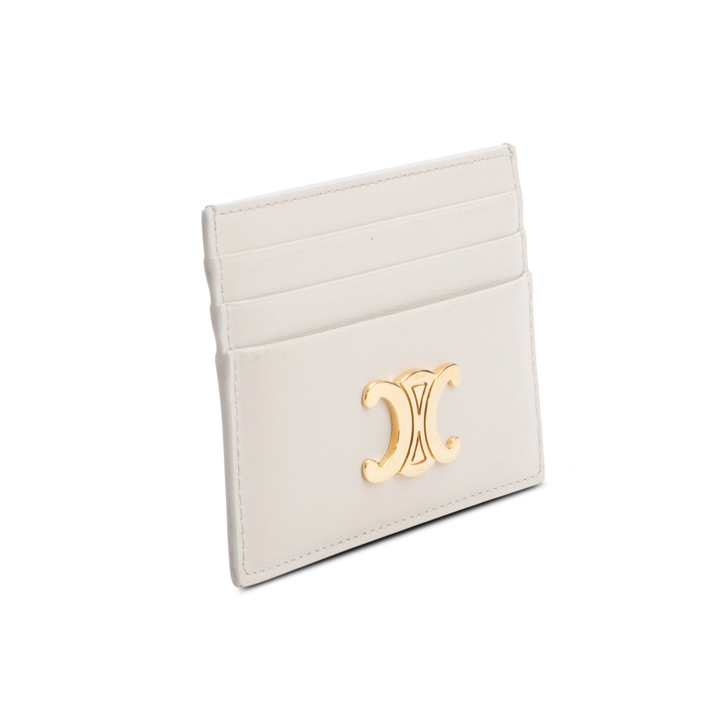 Celine 2023 Neutral Leather Triomphe  Logo Card Holder