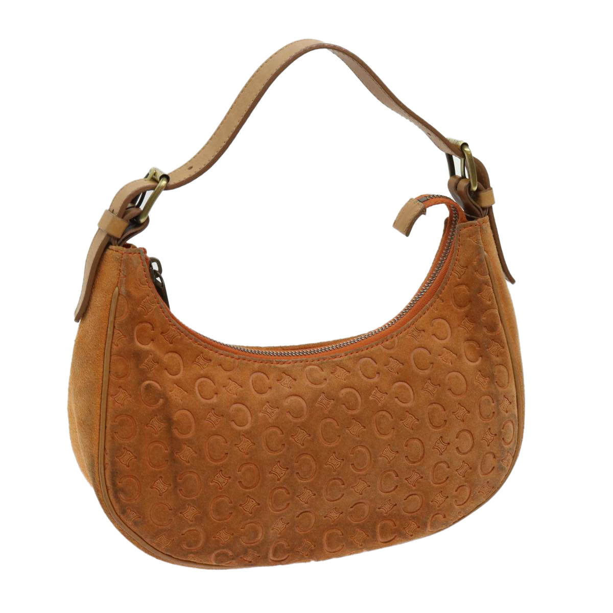 Luxury CELINE C Macadam Canvas Shoulder Bag Orange  64453