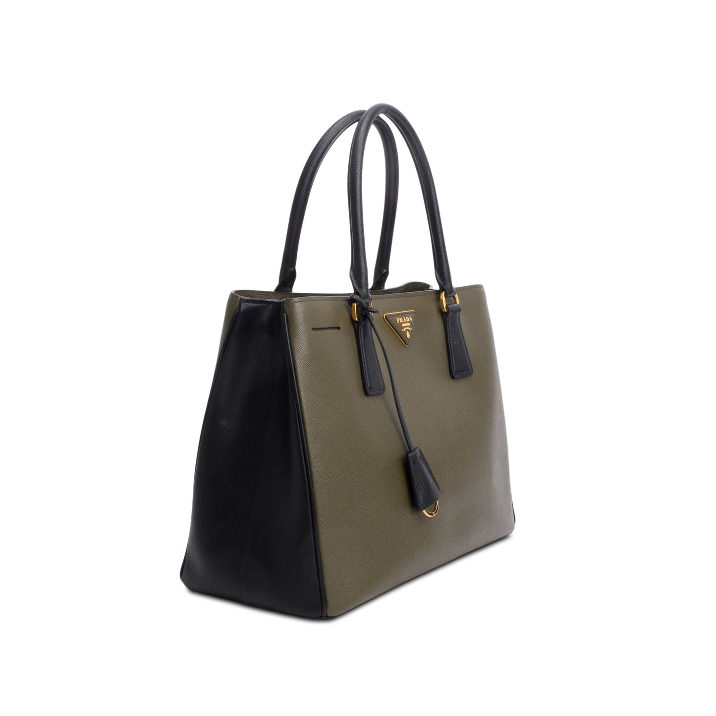 Prada Olive Green/Black Saffiano Lux Medium Galleria Tote
