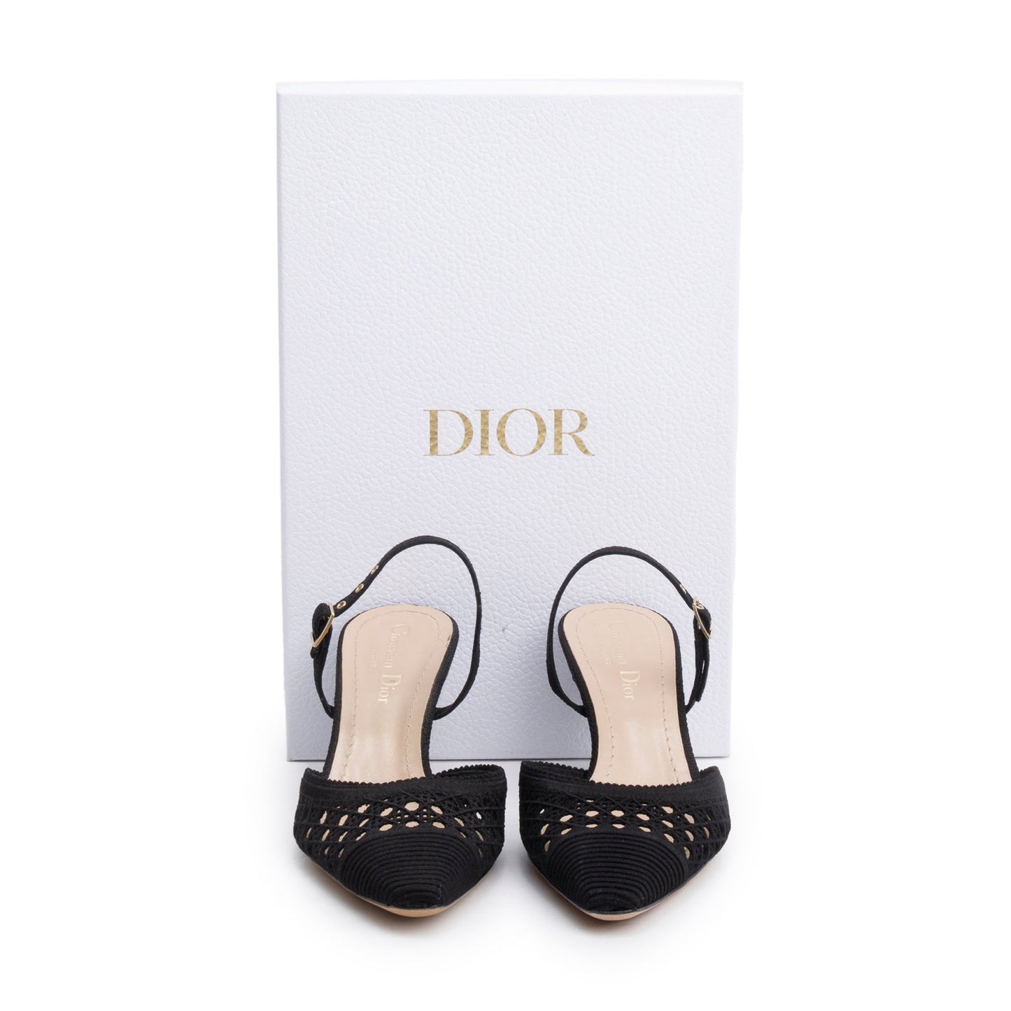 Christian Dior Black Mesh Fabric Capture Slingback Pumps, Size 37