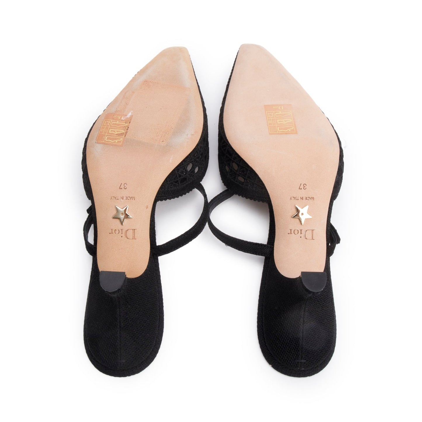 Christian Dior Black Mesh Fabric Capture Slingback Pumps, Size 37