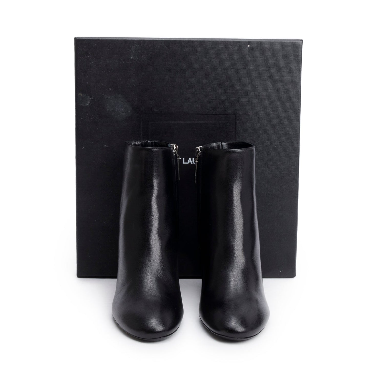 Saint Laurent Black Leather Lou Ankle Boots, Size 37