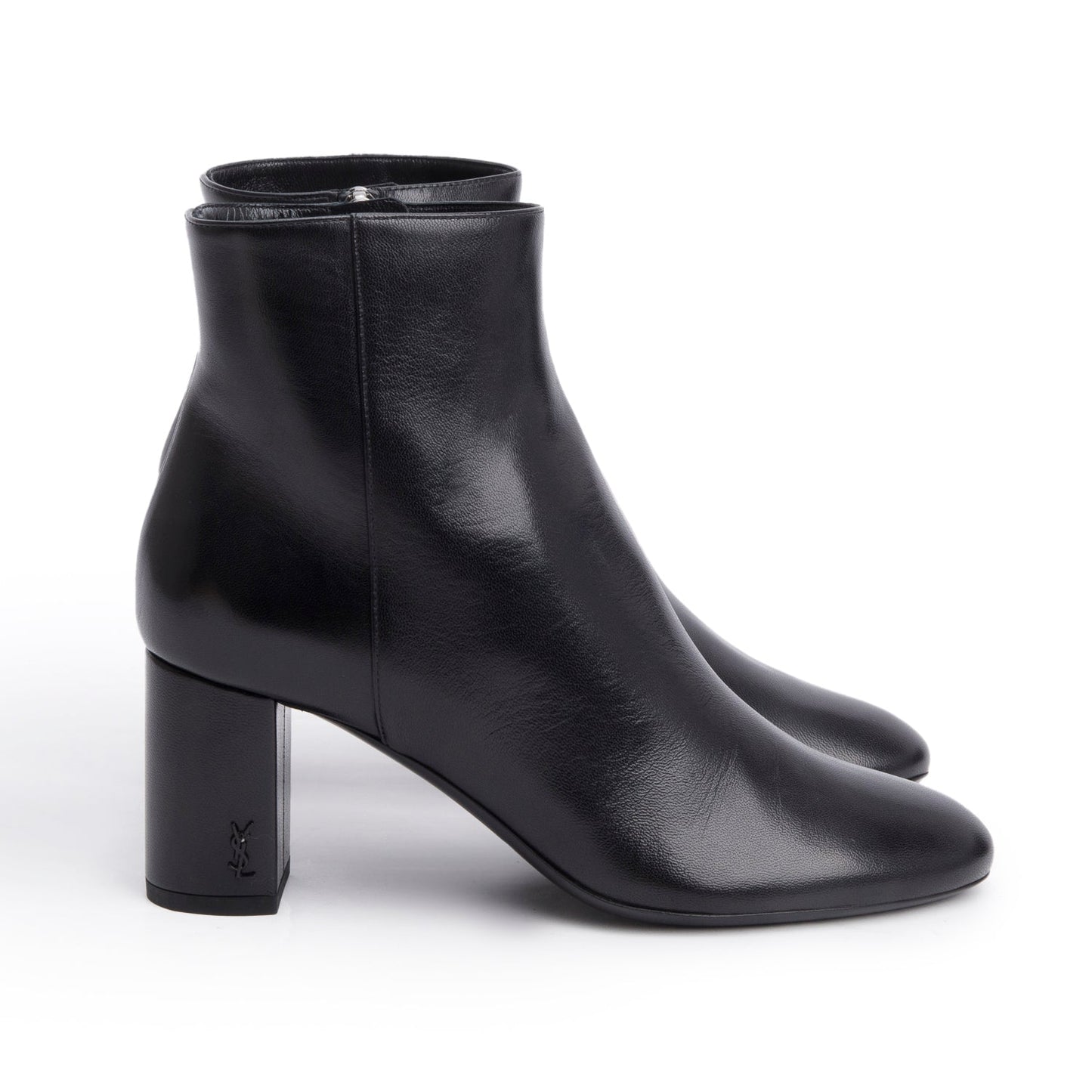 Saint Laurent Black Leather Lou Ankle Boots, Size 37