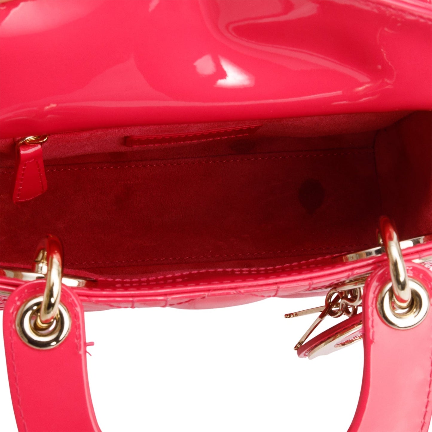 Christian Dior Pink Cannage Patent Leather Mini Lady Dior Bag