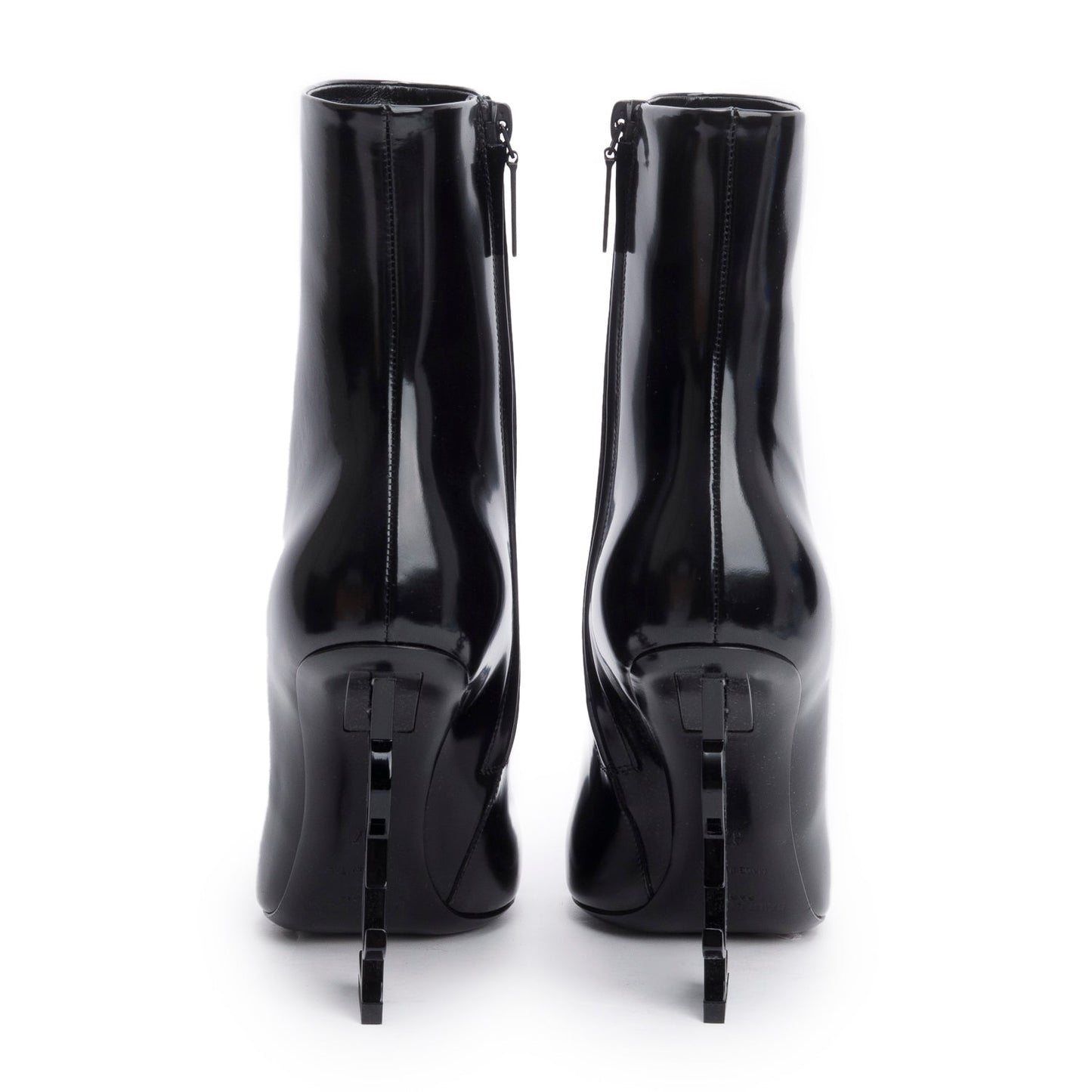 Saint Laurent Black Patent Leather Opyum Ankle Boots, Size 37