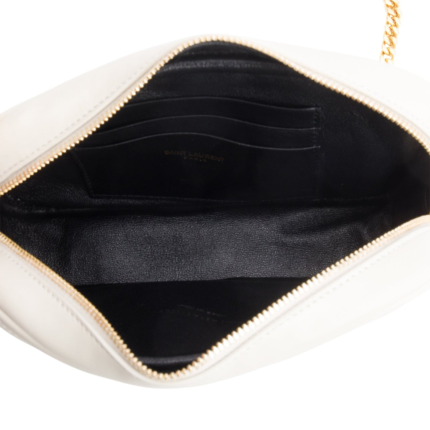 Saint Laurent 2023 White Quilted Calfskin Matelasse Leather Mini Lou Camera Bag