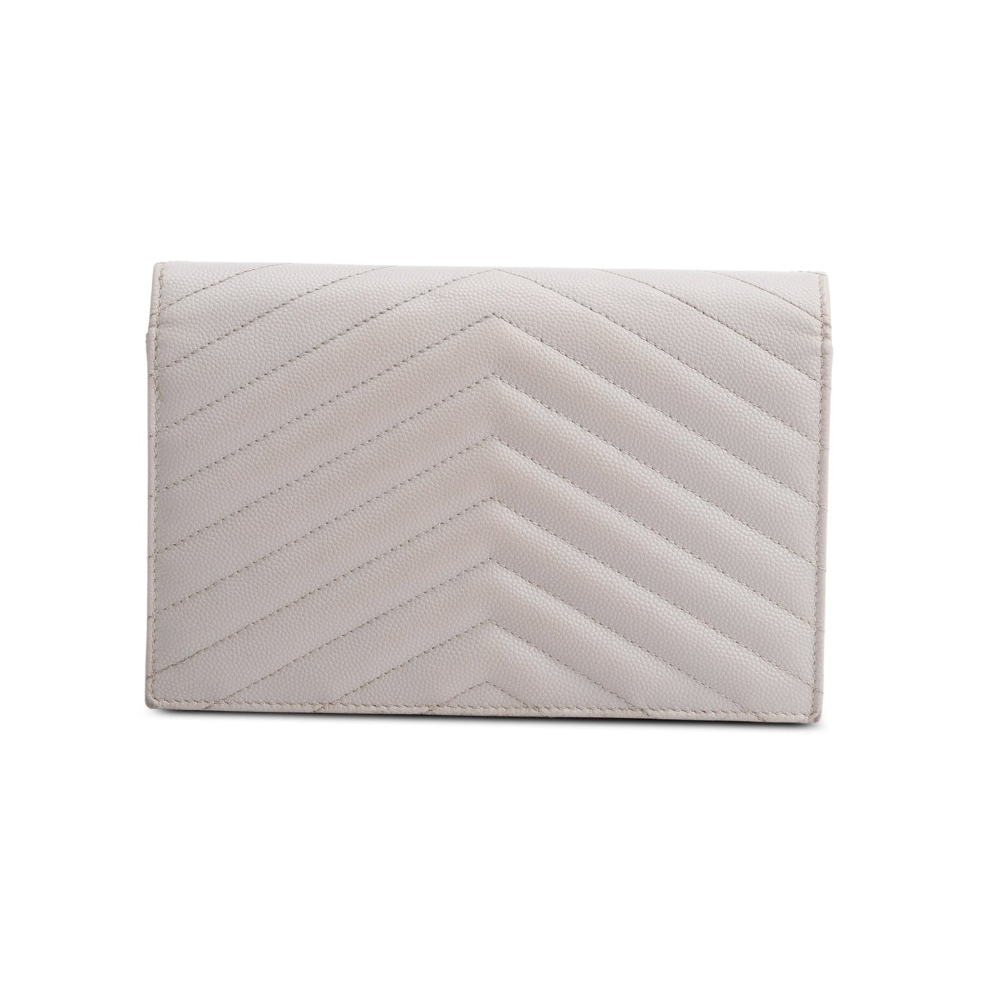 Saint Laurent Grey Cassandre Matelasse Envelope Chain Wallet