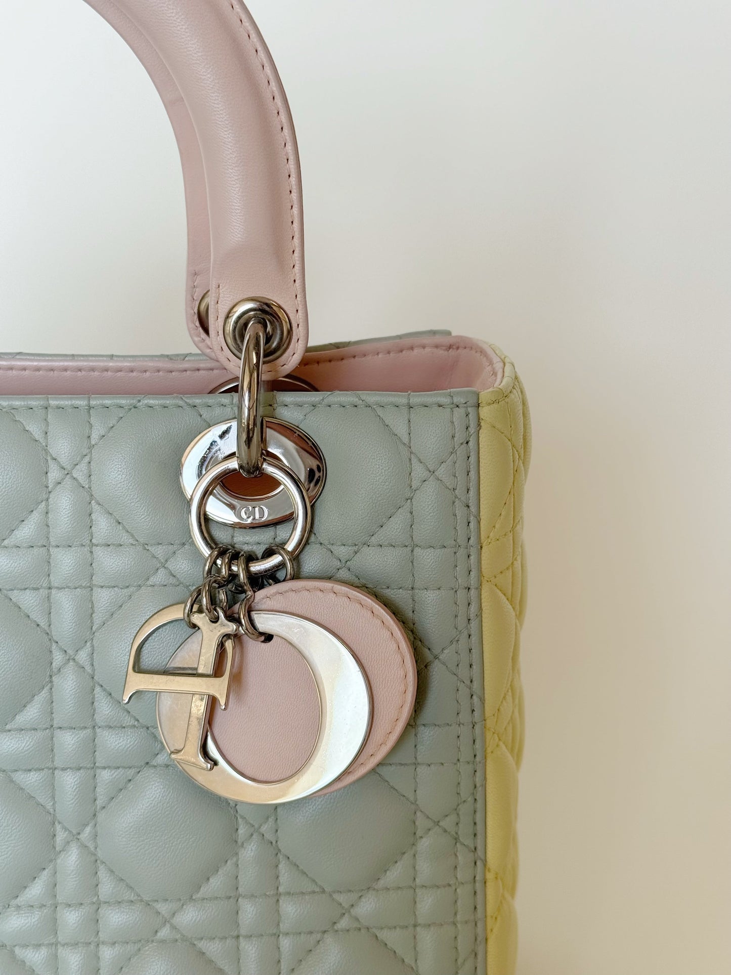Christian Dior Lambskin Cannage Tri-Color Lady Dior