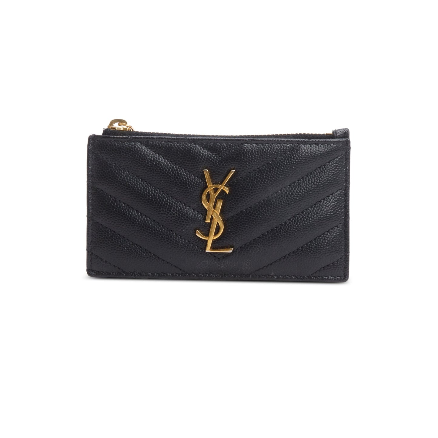 Saint Laurent 2021 Black Matelasse Grain De Poudre Fragments Card Case