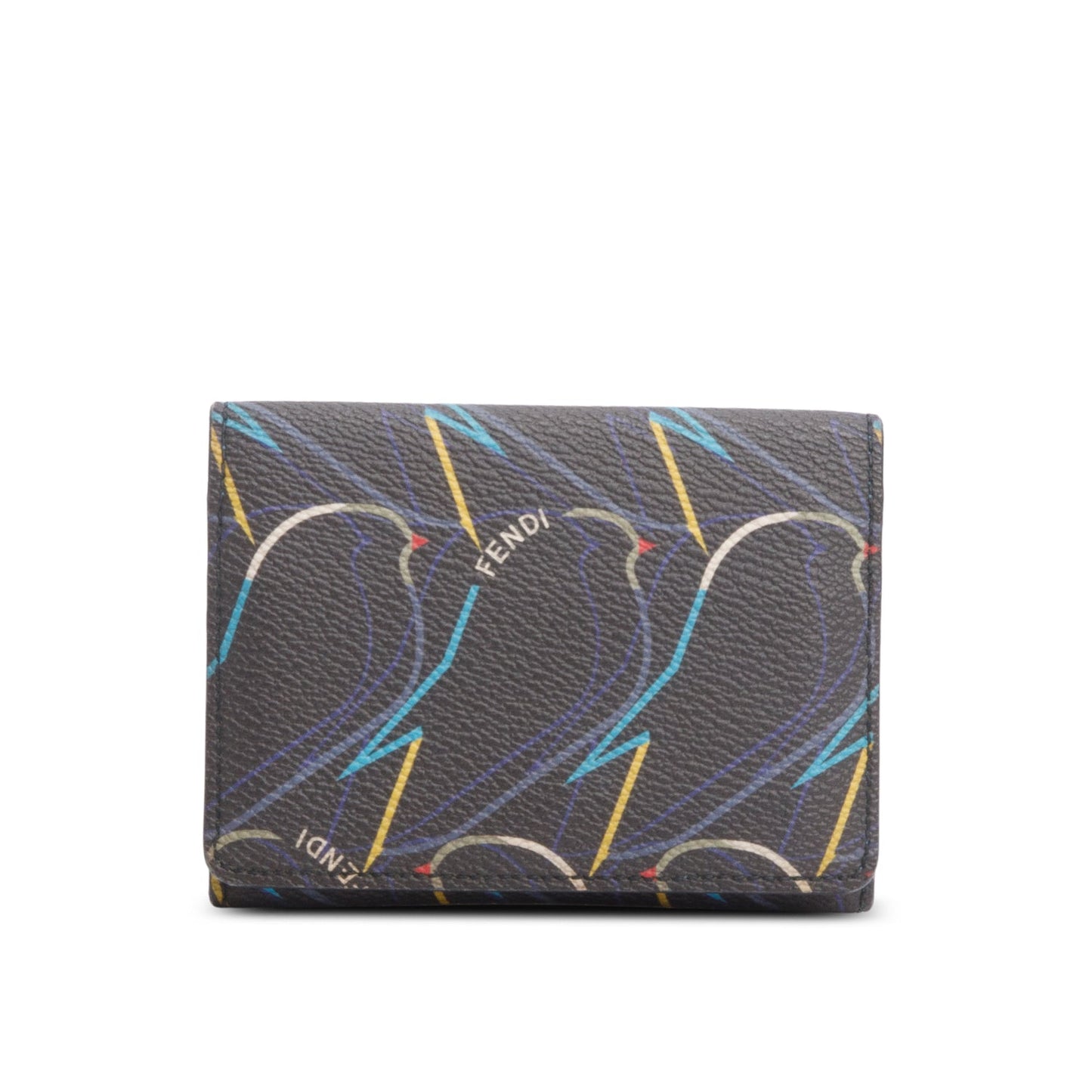 Fendi Grey Vitello Elite QuTweet Compact Wallet
