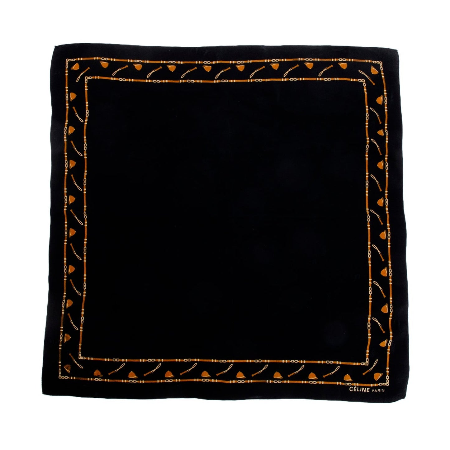 Celine Black Equestrian Print Scarf