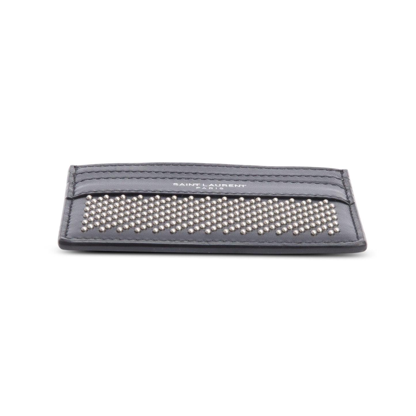 Saint Laurent Black Leather Studded Card Holder