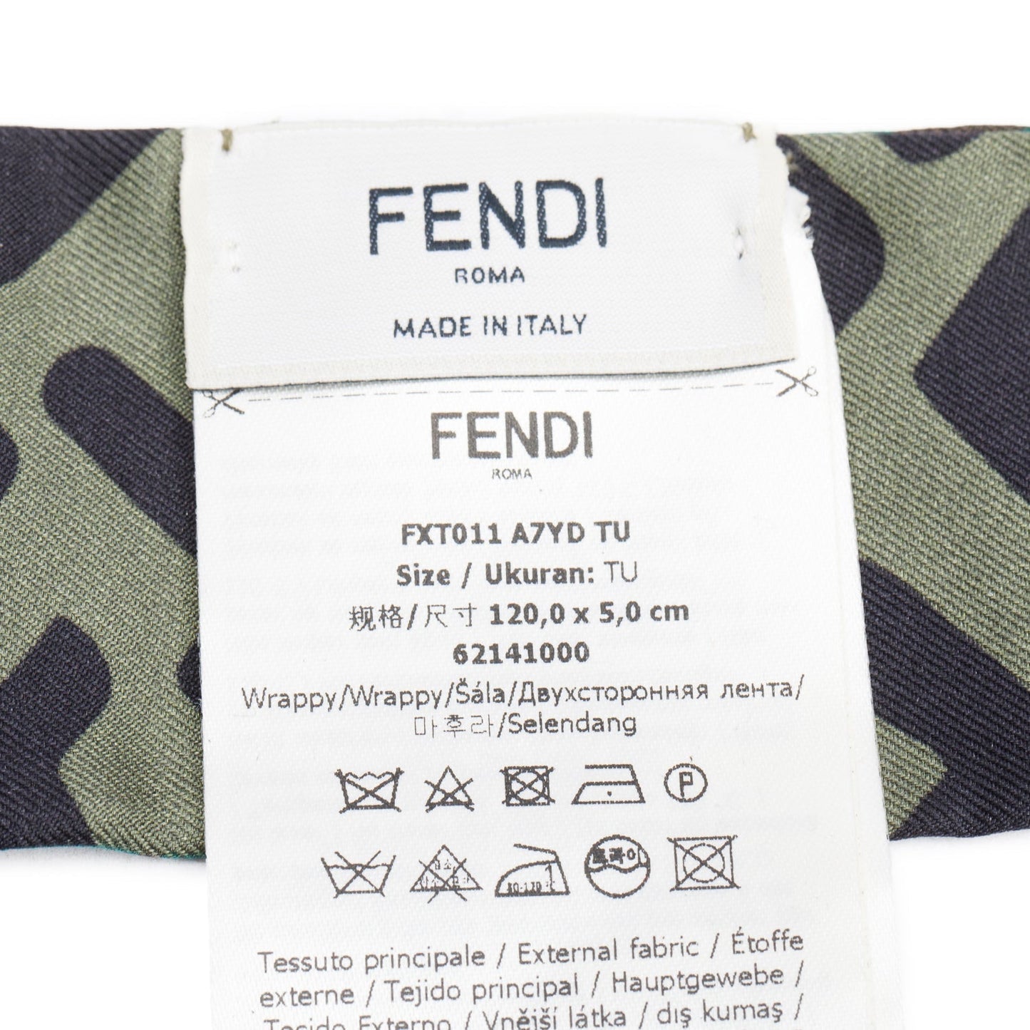 Fendi Green Forest Logo Wrappy Silk Bandeau