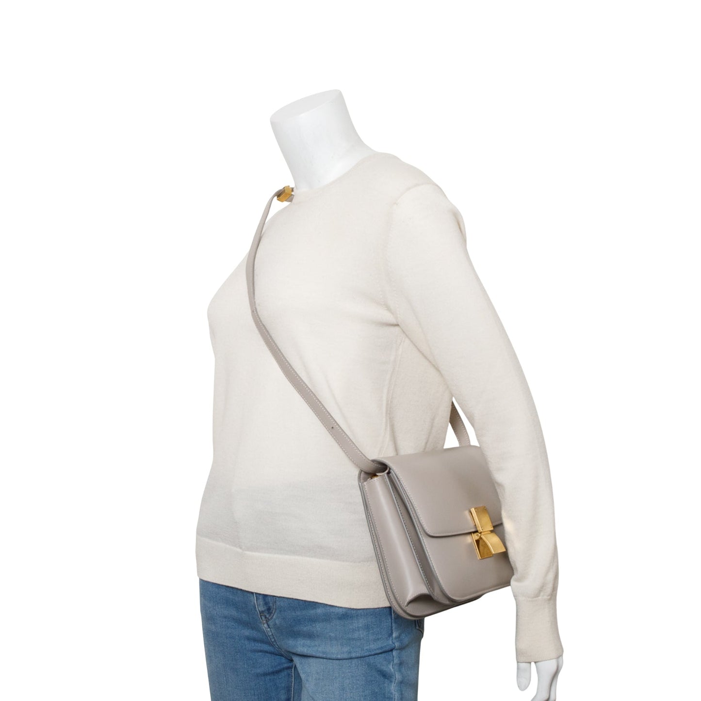 Celine Grey Calfskin Medium Classic Box Flap Bag