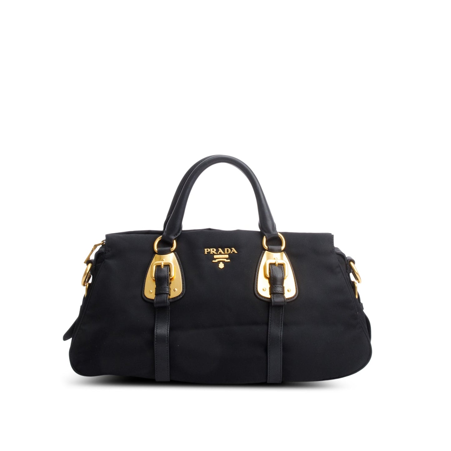 Prada Black Nylon Tessuto Soft Calf Handle Bag