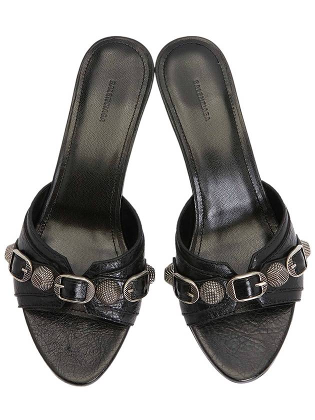 Luxury Balenciaga Trending 2026 WoMen's Cagole Studded Leather Band Sandal Heels Black