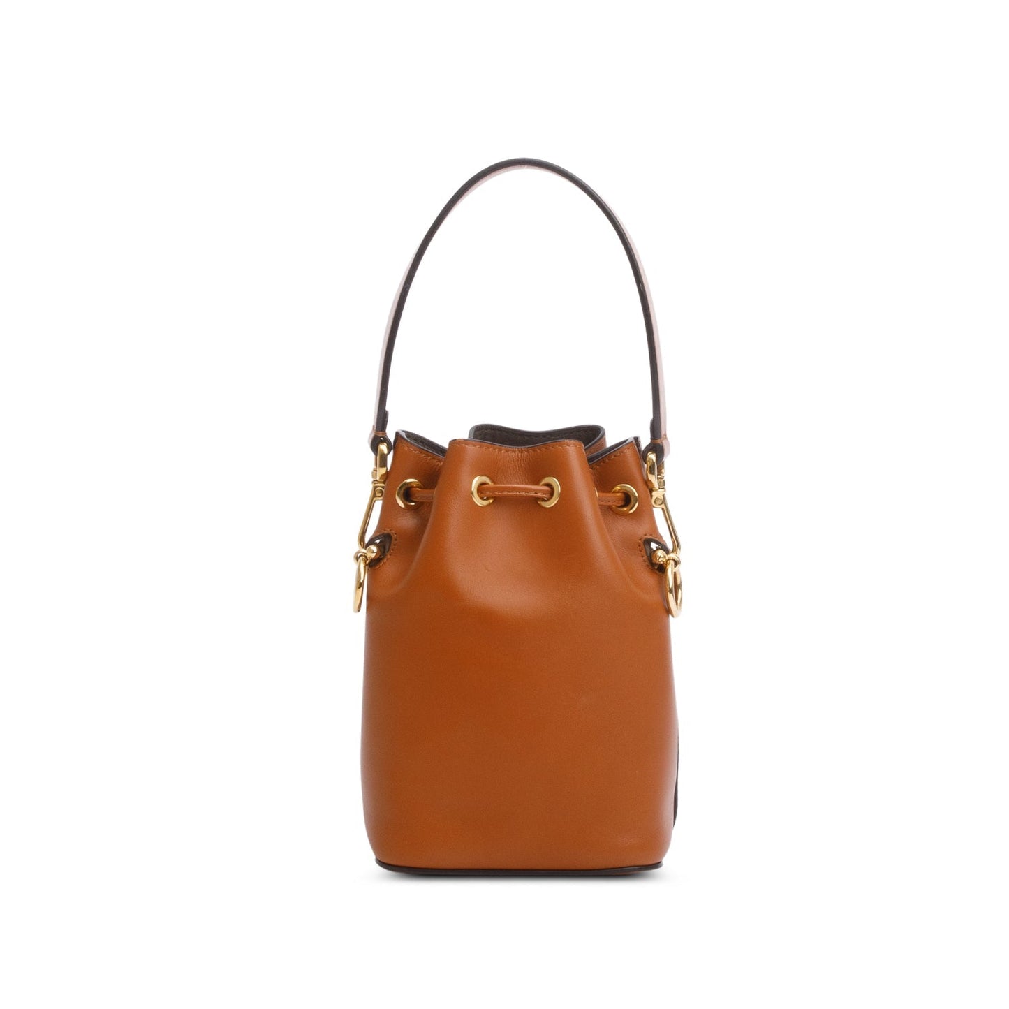 Fendi 2021 Brown Vitello Fendi Logo Embossed Mini Mon Tresor Bucket Bag