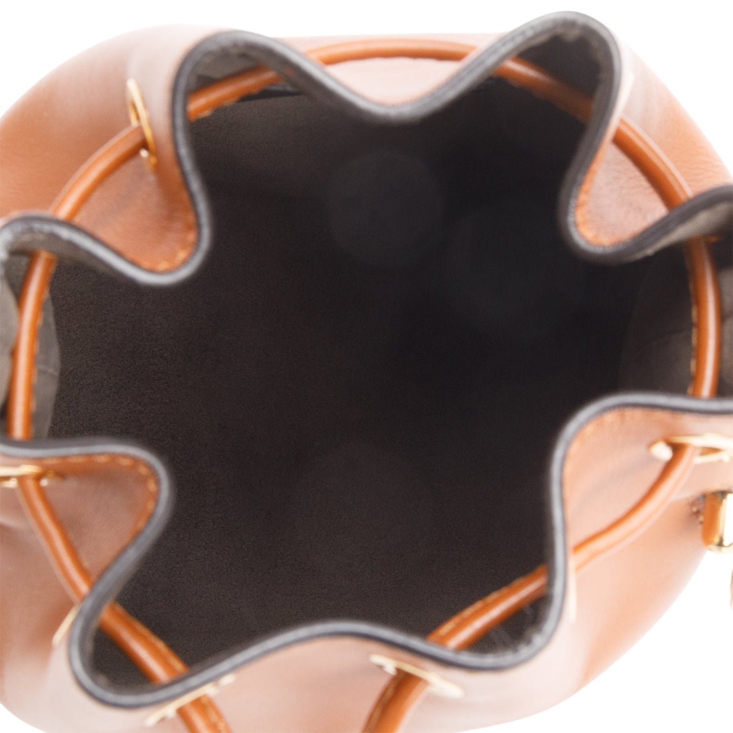 Fendi 2021 Brown Vitello Fendi Logo Embossed Mini Mon Tresor Bucket Bag
