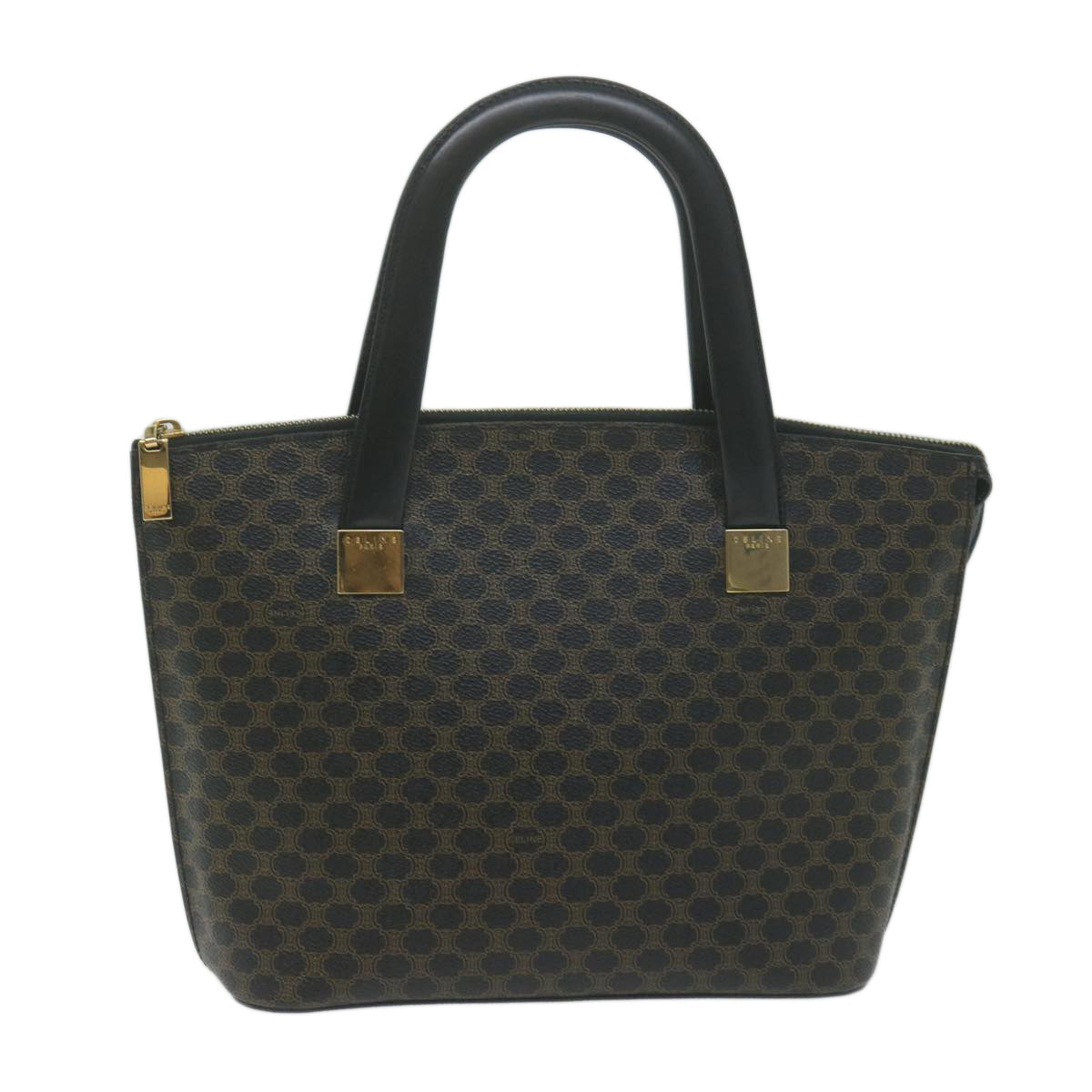 Luxury CELINE Macadam Canvas Hand Bag PVC Brown Black  64963