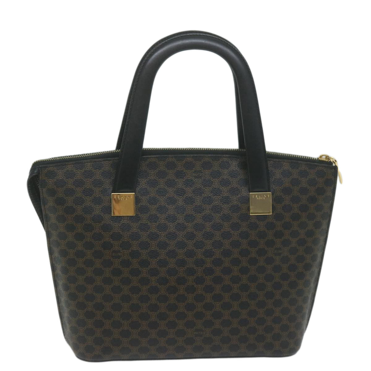 Luxury CELINE Macadam Canvas Hand Bag PVC Brown Black  64963