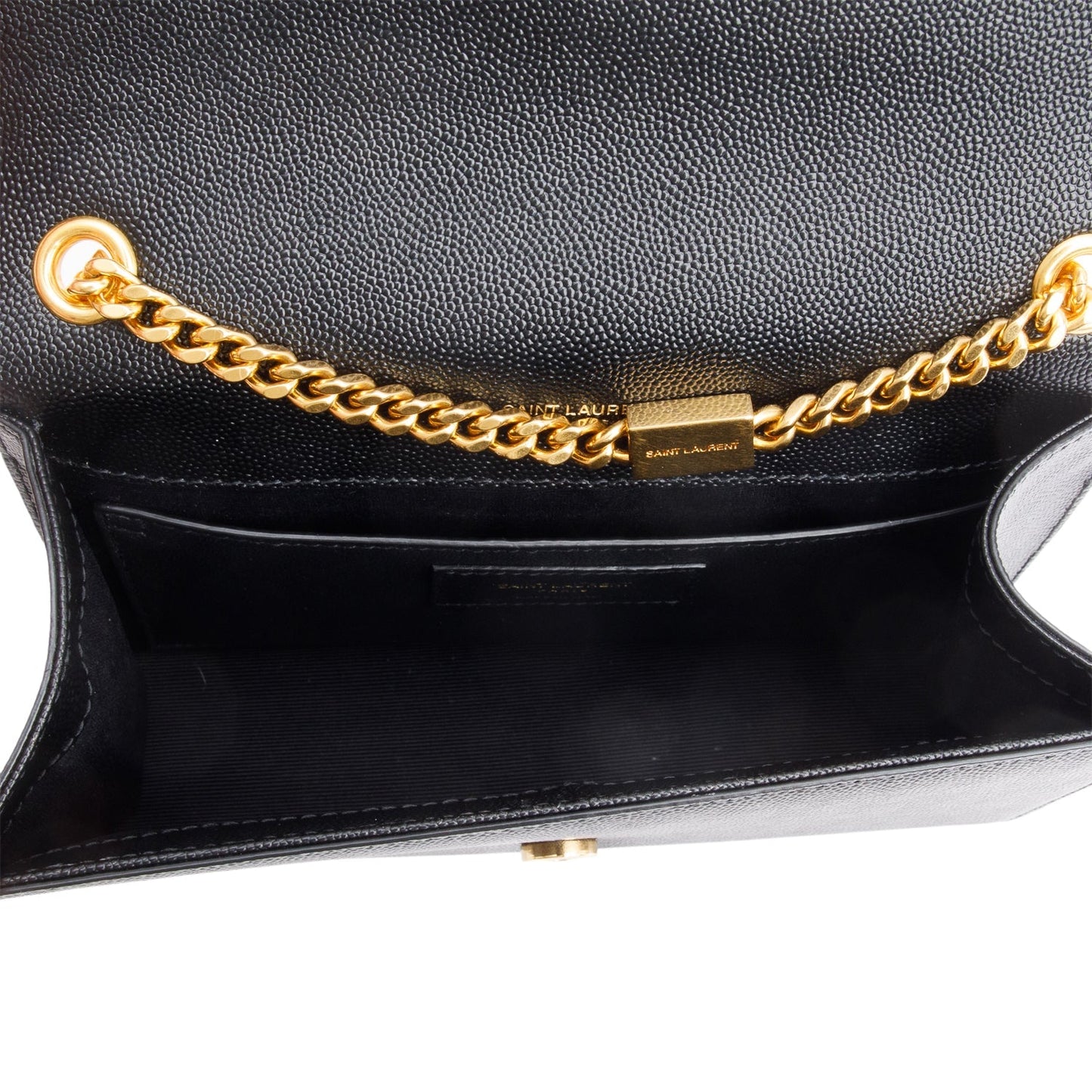 Saint Laurent 2024 Black Grain De Poudre Small Kate Chain Bag