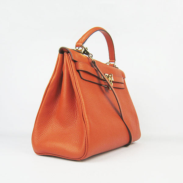 Luxury Hermes Kelly 32cm Togo Leather 6108 Orange Golden