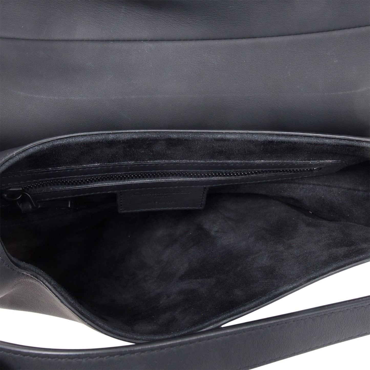 Christian Dior 2021 Black Ultramatte Calfskin Leather Medium Saddle Bag