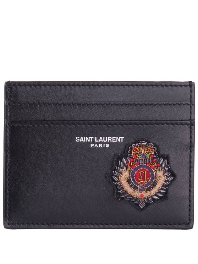 Luxury Saint Laurent Trending 2025 Logo Patch Card Wallet Black