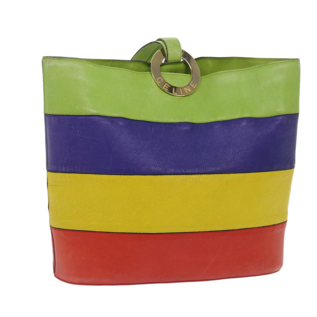 Luxury CELINE Shoulder Bag Leather Red Blue Green  65025