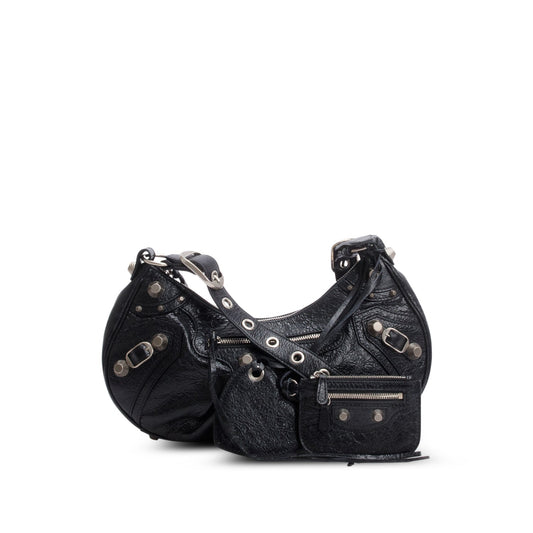 Balenciaga Black Arena Leather Le Cagole Small Shoulder Bag