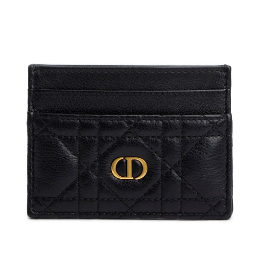 Christian Dior 2023 Black Supple Cannage Leather Caro Freesia Card Holder