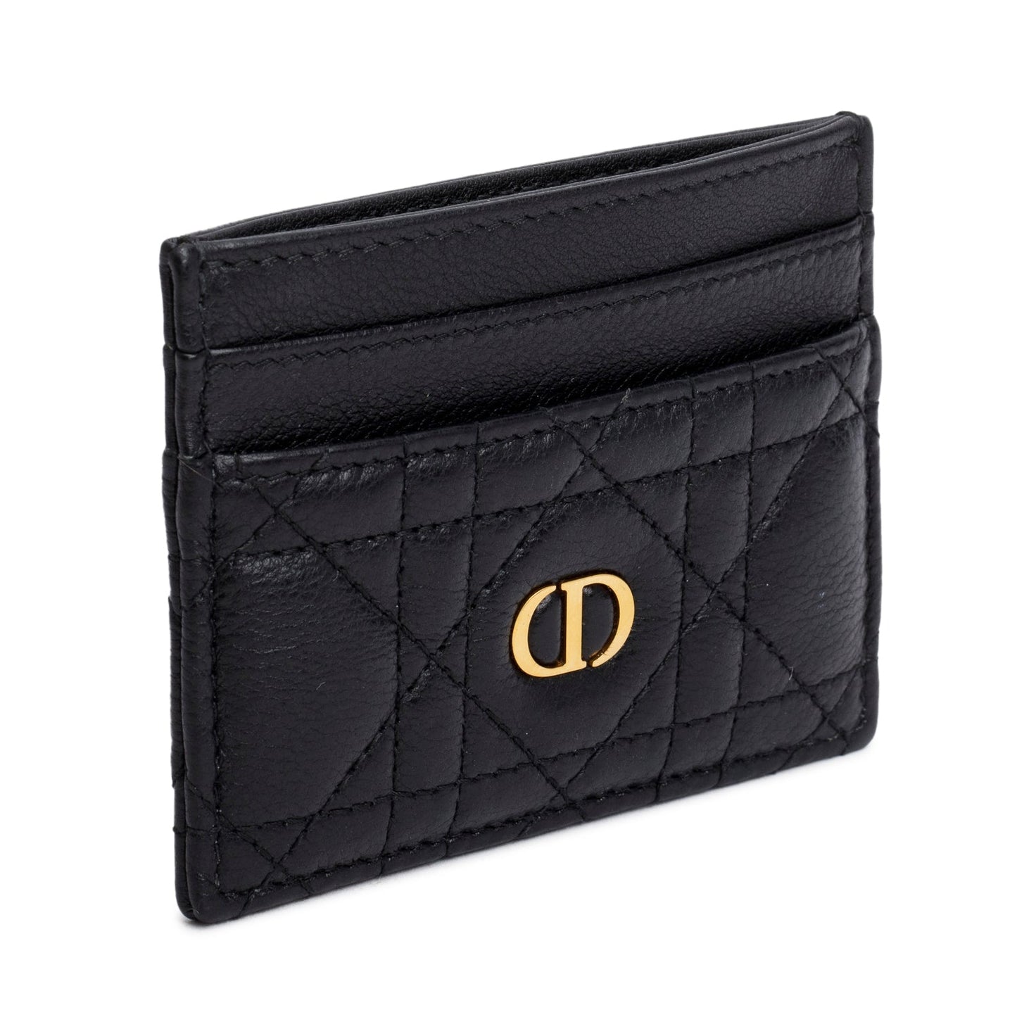 Christian Dior 2023 Black Supple Cannage Leather Caro Freesia Card Holder