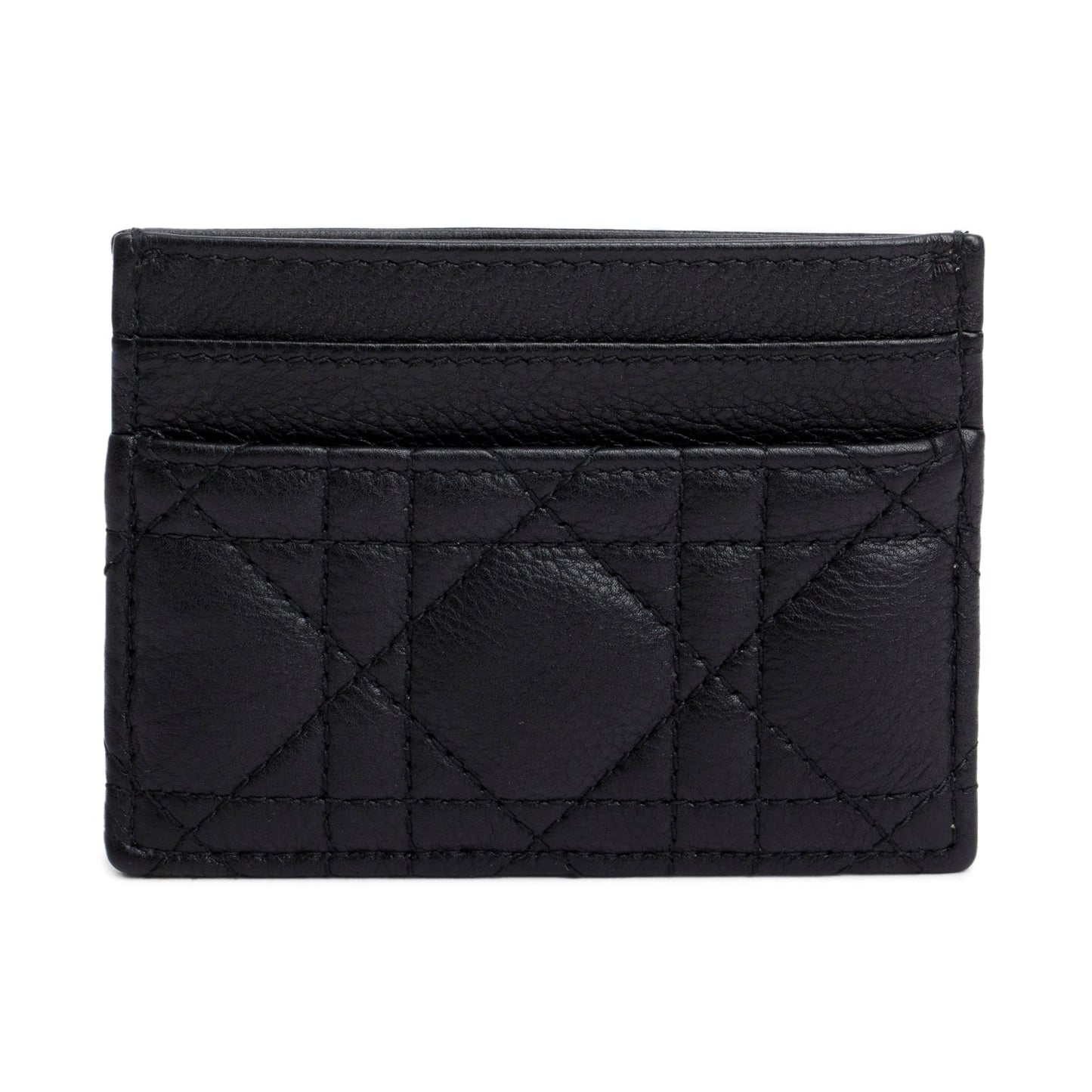 Christian Dior 2023 Black Supple Cannage Leather Caro Freesia Card Holder
