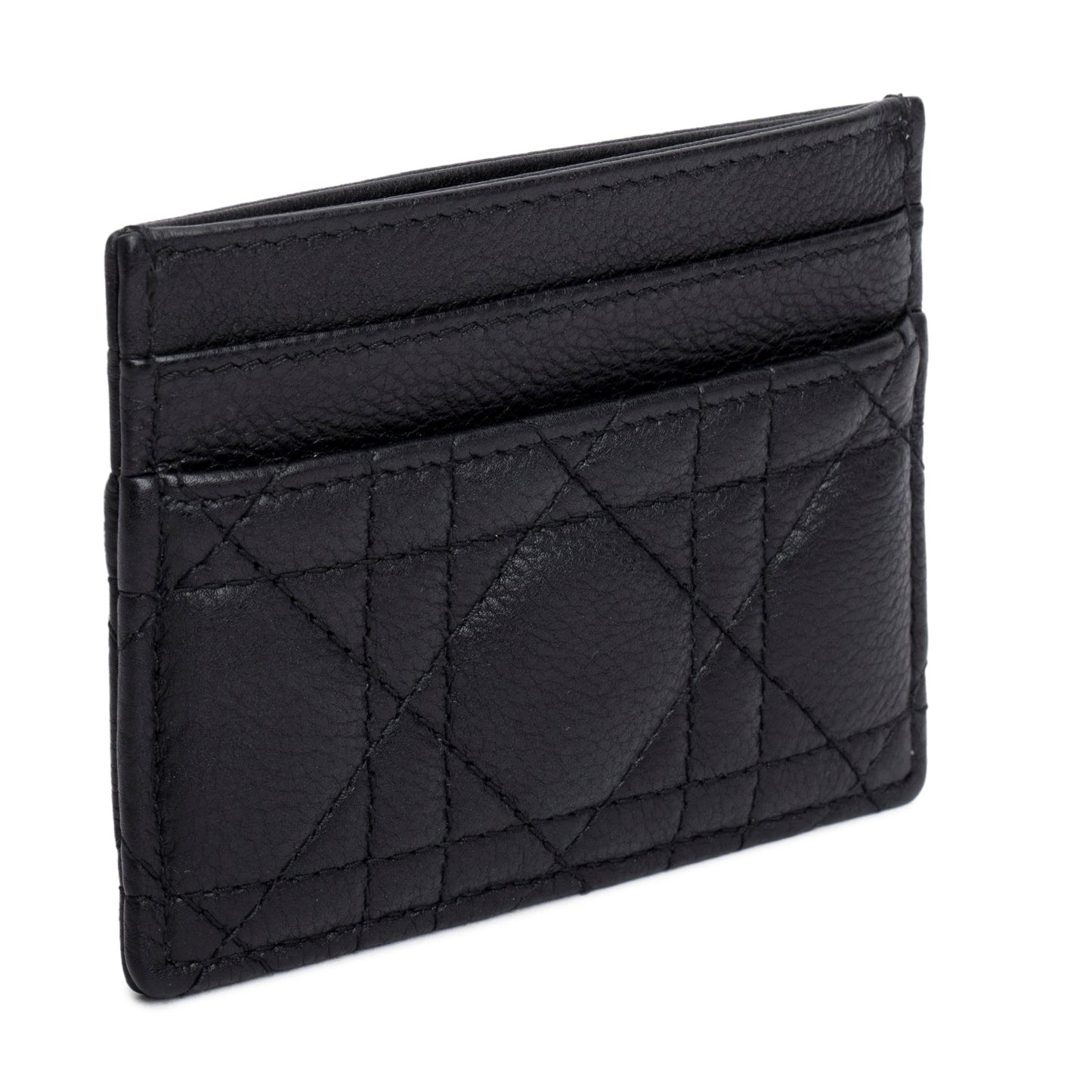 Christian Dior 2023 Black Supple Cannage Leather Caro Freesia Card Holder