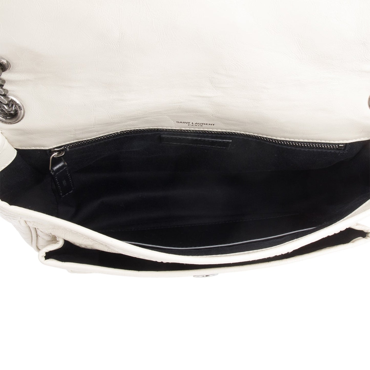Saint Laurent Ivory Vintage Leather Monogram Medium Niki Chain Satchel