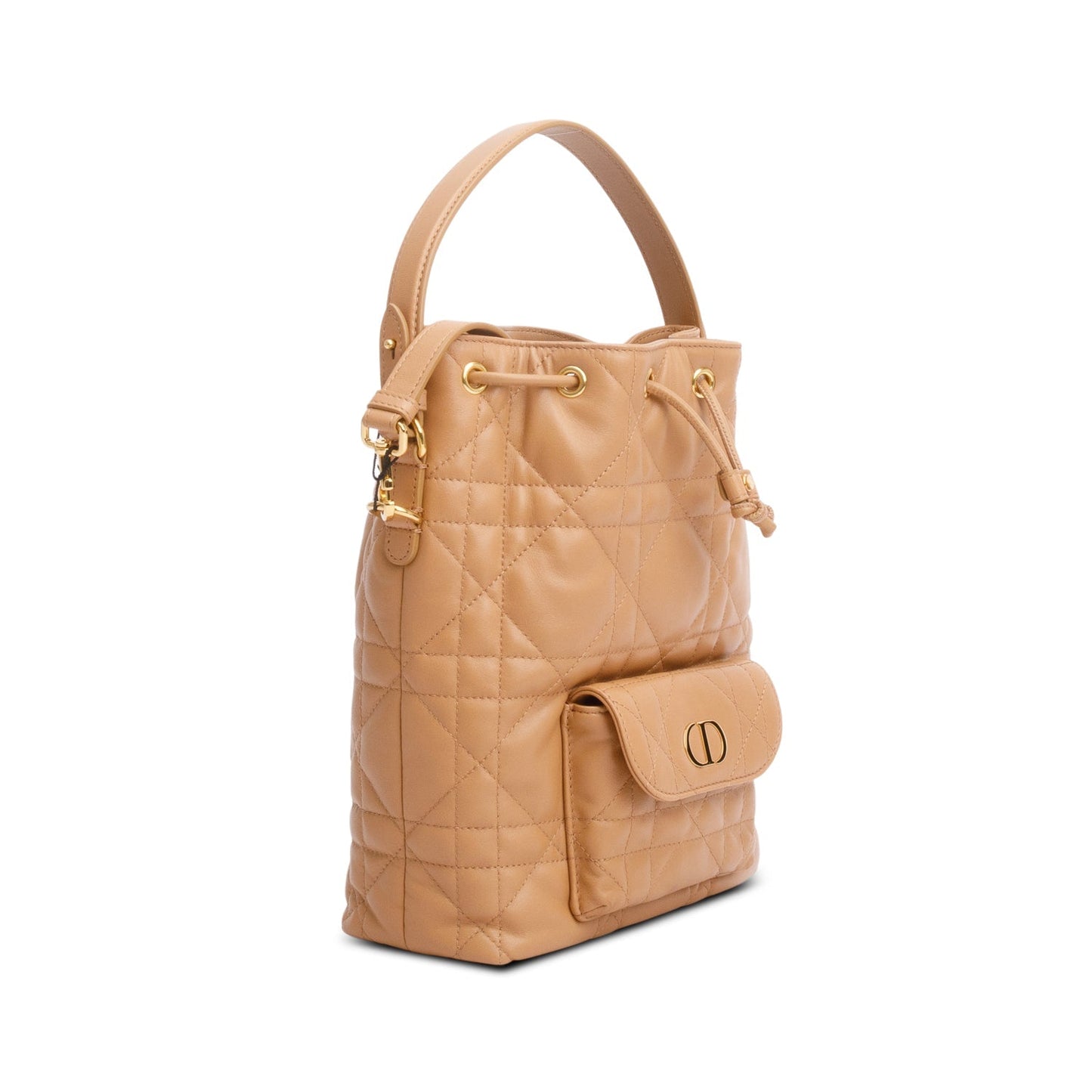 Christian Dior 2025 Brown Macrocannage Lambskin Small Caro Bucket Bag