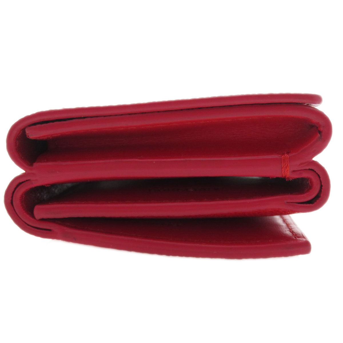 BURBERRY Bifold Wallet Calfskin Red logoMetal tri-fold Women