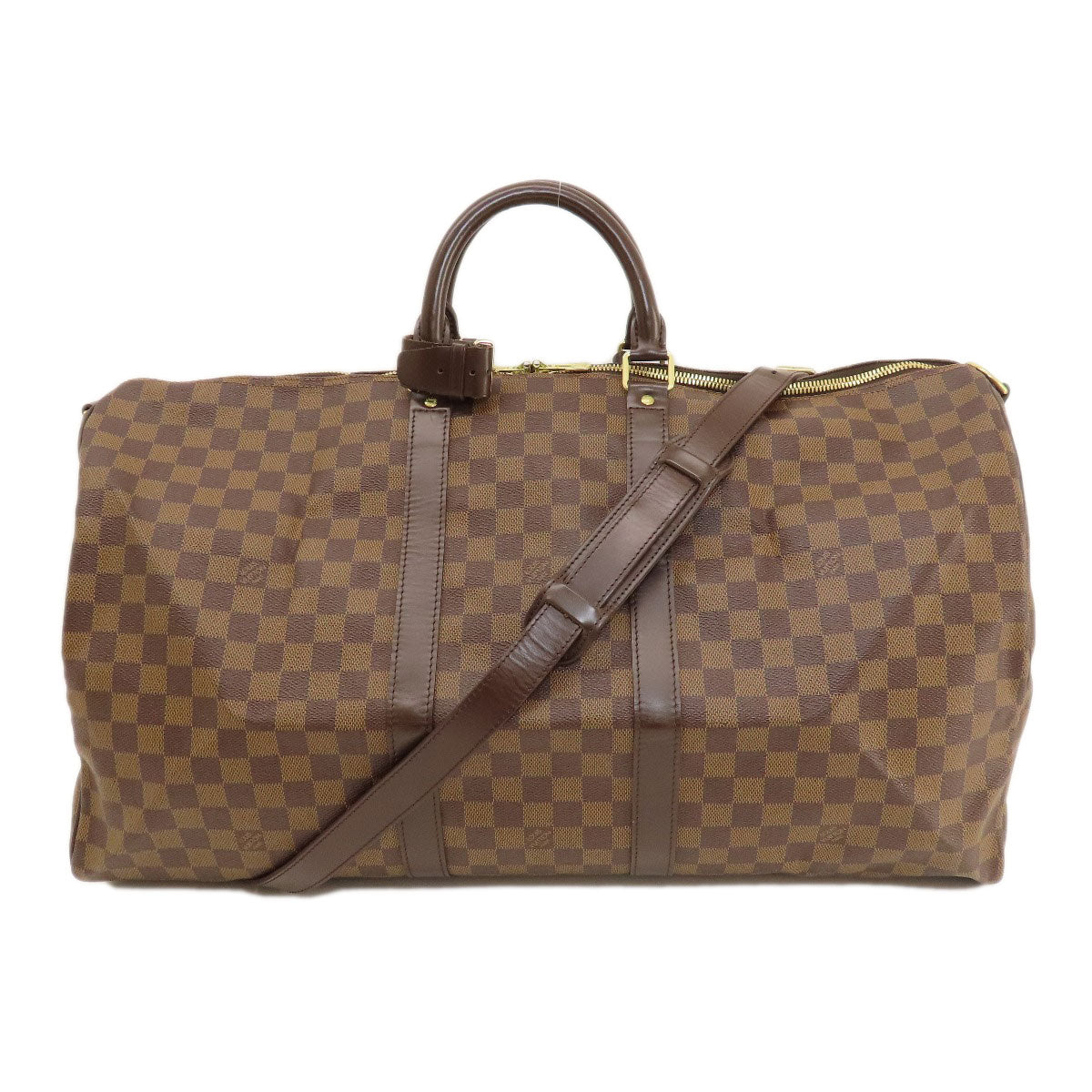 LOUIS VUITTON Boston Duffel bag N41414 Damier canvas Brown Keepall bandouliere55 Damier Ebene Women