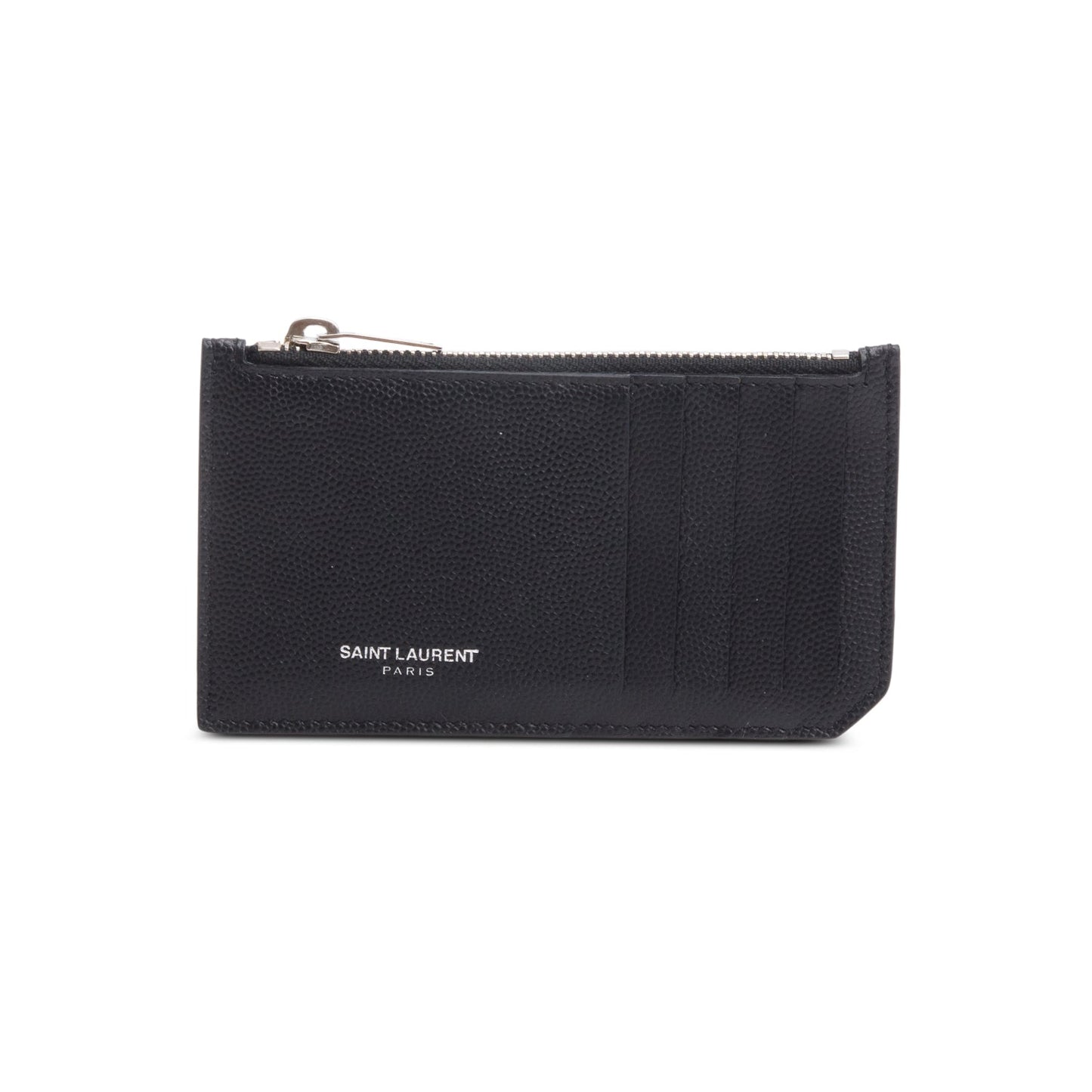 Saint Laurent Black Grain de Poudre Paris Fragments Zipped Card Case