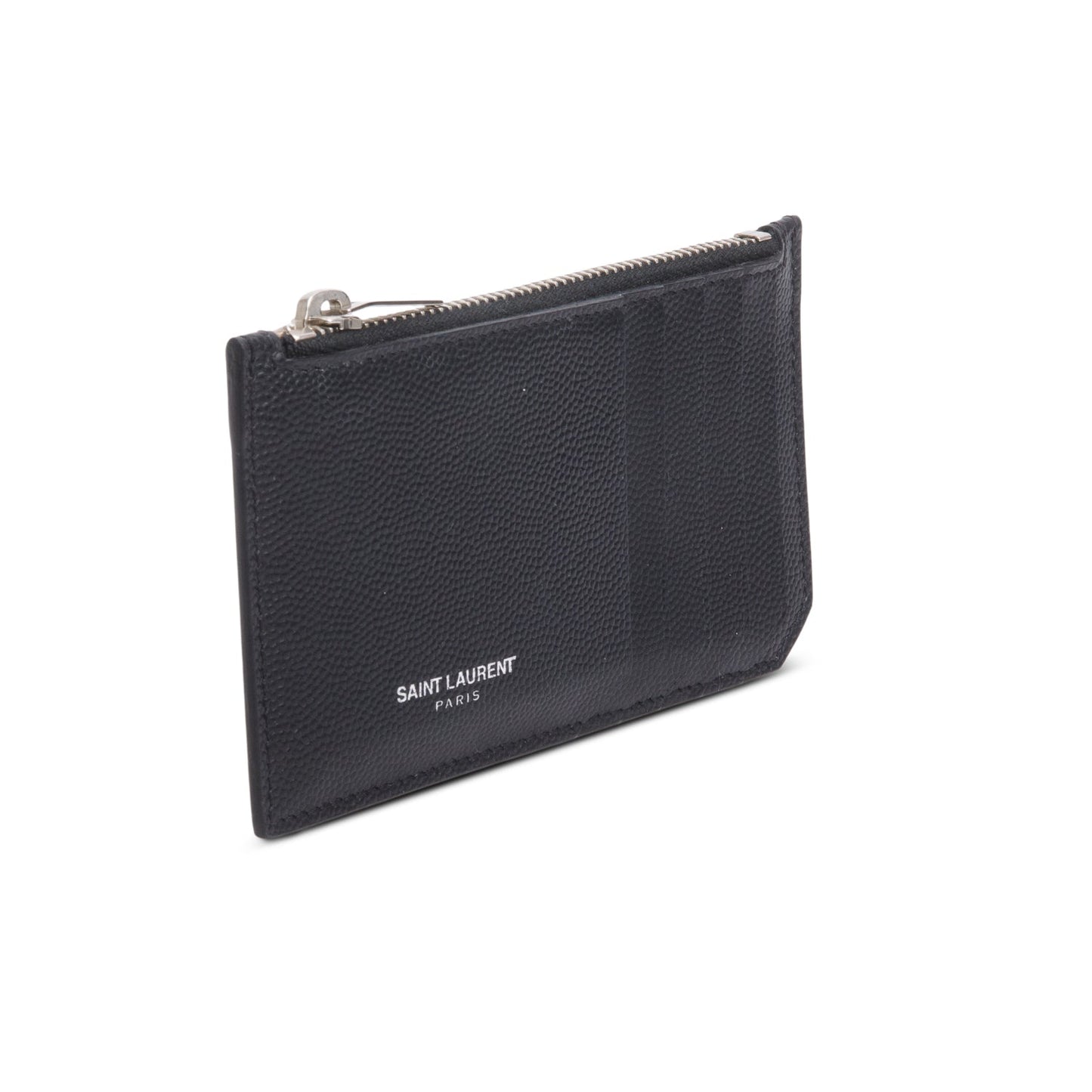 Saint Laurent Black Grain de Poudre Paris Fragments Zipped Card Case