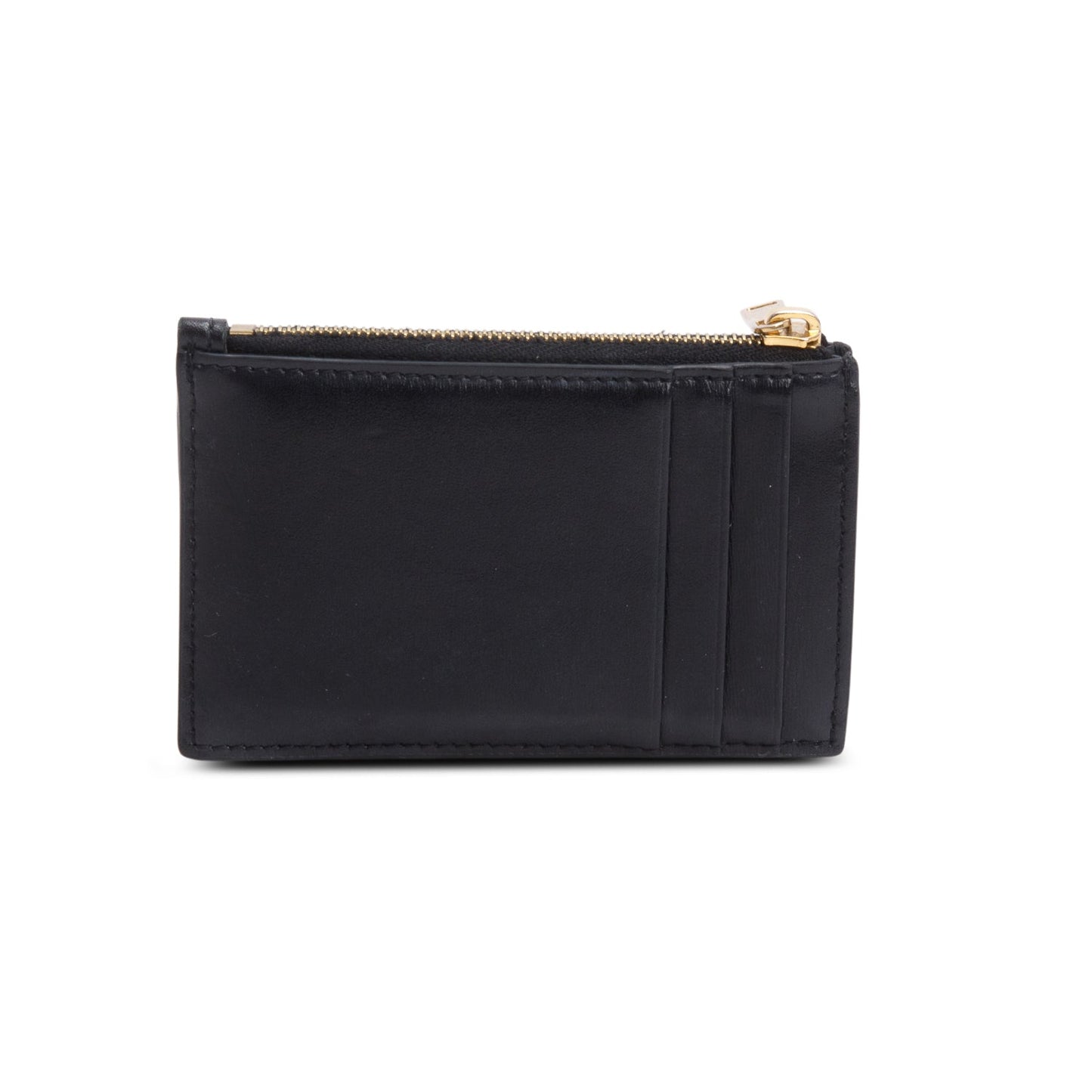 Celine 2023 Black Smooth Lambskin Triomphe Zipped Card Holder