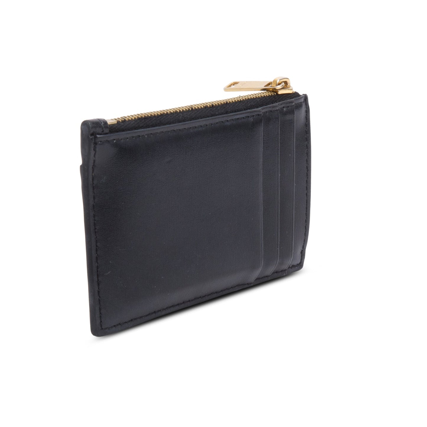 Celine 2023 Black Smooth Lambskin Triomphe Zipped Card Holder