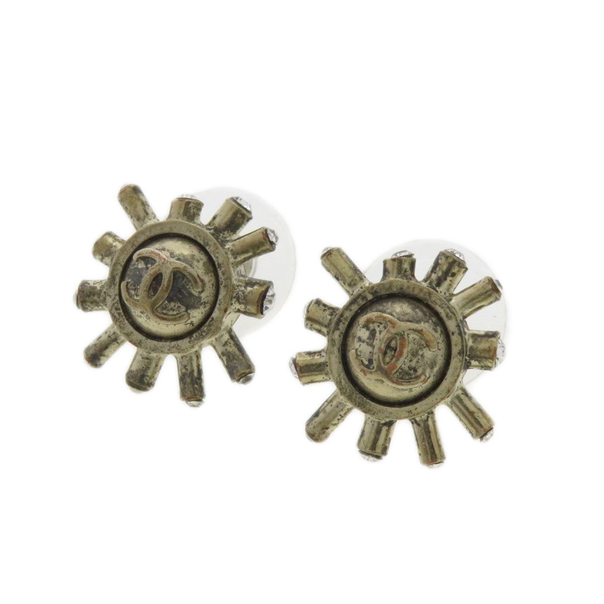 CHANEL Pierce metallic Silver COCO Mark
